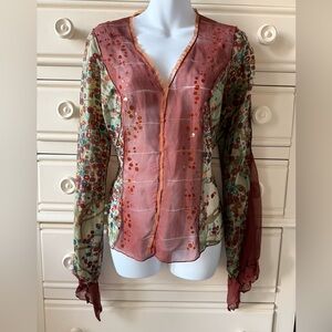 Vintage Silk Rozae Nichols Sheer Multicolor Blouse